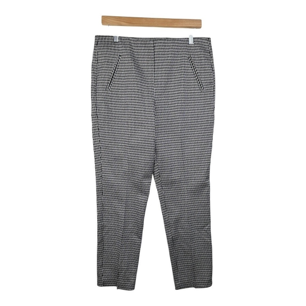 Chico's Elastic Waist Pull On Houndstooth Pants size 10 Brown/Black‎